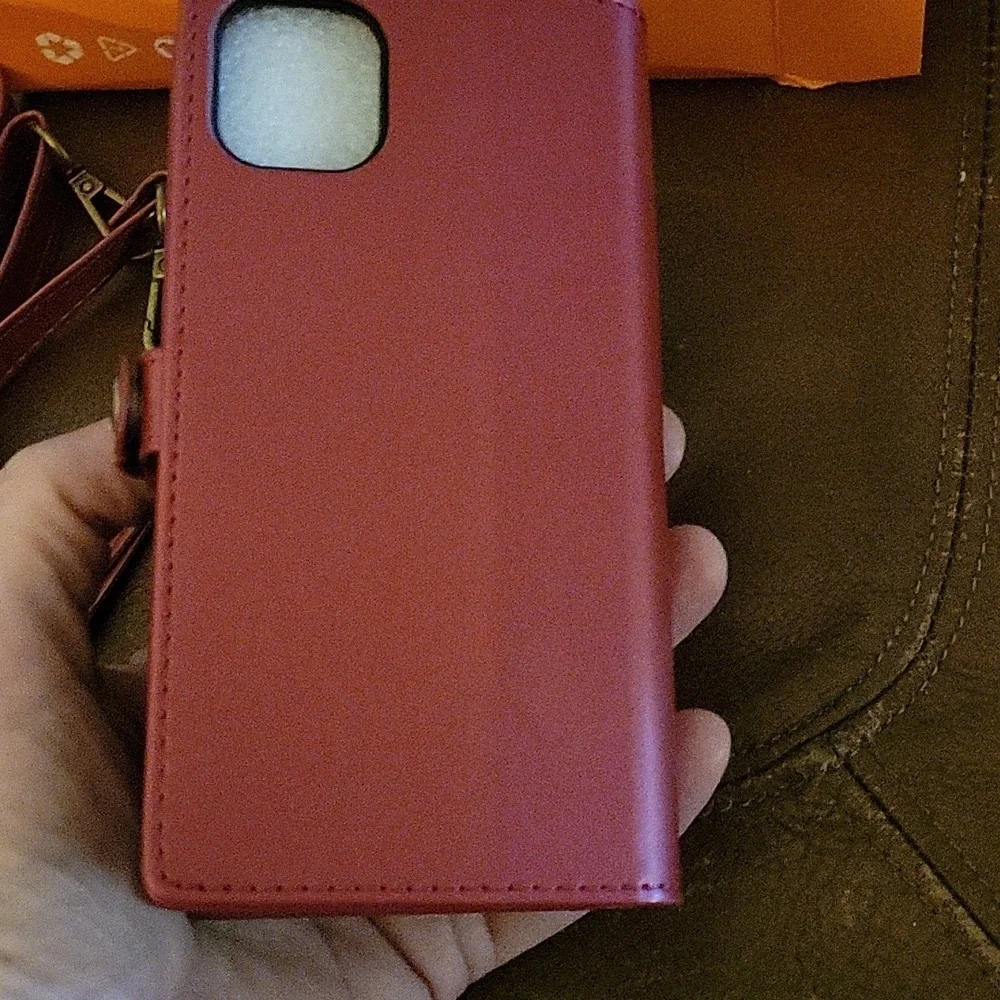 Red iPhone 11 Zipper Wallet Cell Phone Case Pleather